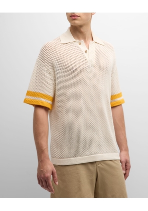 Men's Knit Contrast-Cuff Polo Shirt