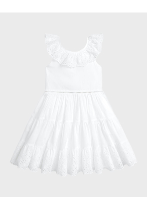 Girl's Eyelet Trim Day Dress, Size 2-6X