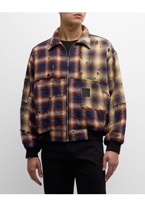 Men's Patchwork Plaid Workwear Jacket