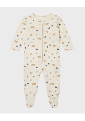 Kid's Bear-Print Footie Pajamas, Size Newborn-12M