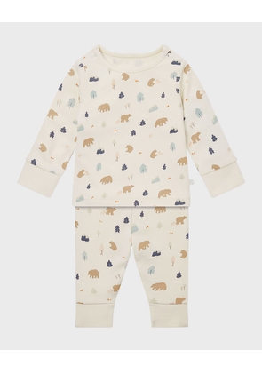 Kid's Bear-Print 2-Piece Pajama Set, Size Newborn-24M