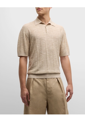 Men's Tori Flax-Silk Jacquard Polo Shirt