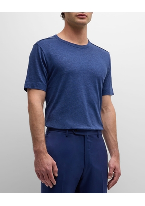 Men's Solid Linen Silk Short-Sleeve T-Shirt