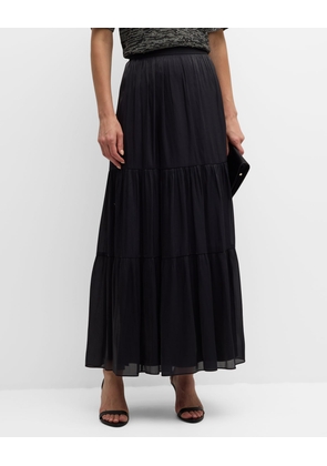 Marella Tiered Metallic Shimmer Maxi Skirt