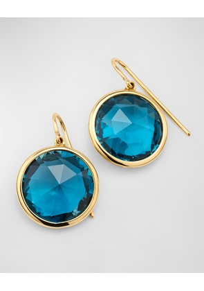 Gossip 14mm Faceted Round London Blue Topaz Disc Earrings in 18K Yellow Gold