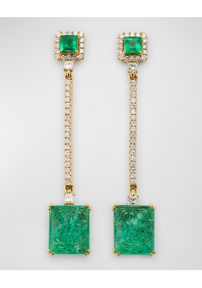 G-One 18K Yellow Gold Emerald & Diamond Earrings