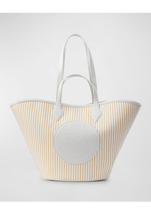 The Crest Large Striped Canvas Tote Bag