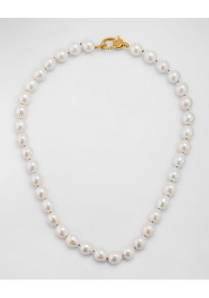 White Edison Freshwater Pearl Necklace with Diamond Clasp, 18'L