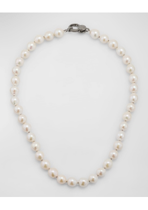 White Edison Freshwater Pearl Necklace with Diamond Clasp, 18'L