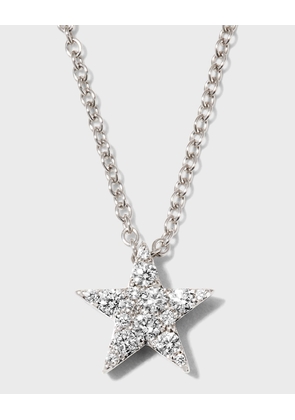 White Gold Luna Pave Star Pendant Necklace, 18'L, 0.16-0.18tcw