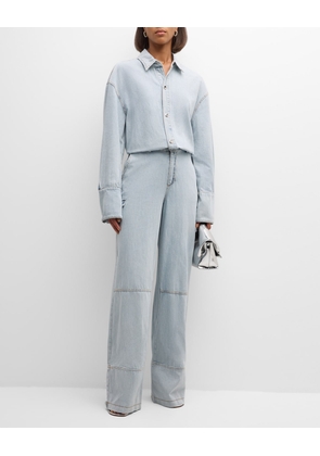 Russo Wide-Leg Long-Sleeve Denim Jumpsuit