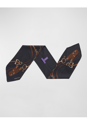 Men's Equestrian-Print Cashmere Silk Scarf