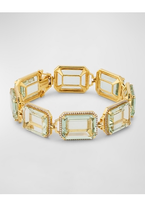 18K Gossip Presiolite Emerald Cut Bracelet with Diamonds