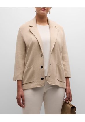 3/4-Sleeve Cotton-Blend Blazer