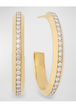 Grant 18K Gold and Diamond Knife Edge Hoop Earrings