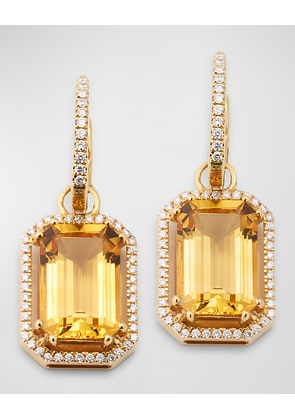 Gossip Emerald-Cut Citrine Hoop Earrings with Diamonds