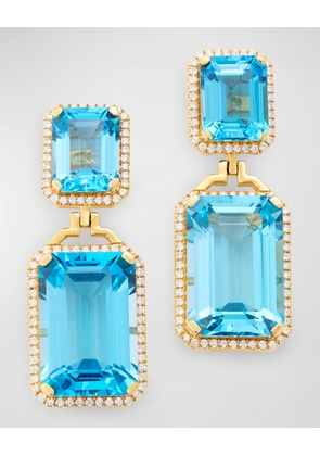 Gossip Emerald-Cut Blue Topaz Diamond Earrings