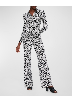 Michelle Crossword-Print Jersey Jumpsuit