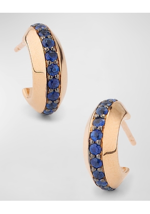 Grant 18K Rose Gold and Blue Sapphire Knife Edge Huggie Earrings