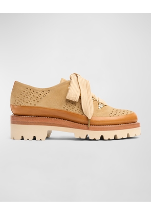 Ms. Josephine Perforated Suede Oxford Loafers