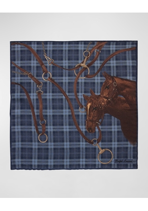 Men's Equestrian Cashmere Silk Pocket Square