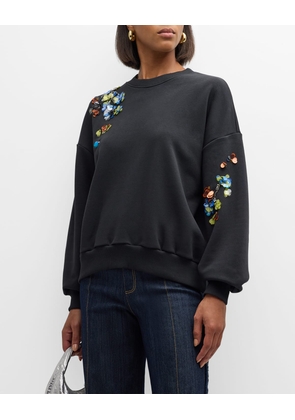 Sequin Flower Embroidered Brandy Sweatshirt