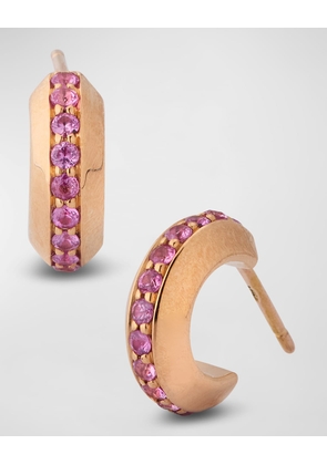 Grant 18K Rose Gold Pink Sapphire Knife Edge Huggie Earrings