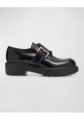 Leather Belted Lace-Up Loafers