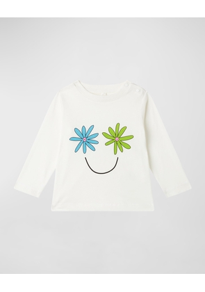 Girl's Floral Smiley Face Graphic T-Shirt, Size 4-8