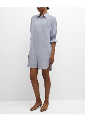 Miller Elbow-Sleeve Cotton-Hemp Shirtdress