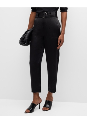 Hayden Belted Cropped Satin Pants