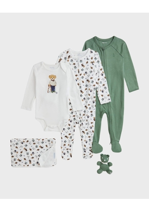 Boy's 5-Piece Bear Gift Set, Size Newborn-9M