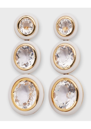 Melange 3-Tier Oval Earrings in 18k Gold with Rock Crystal & Agate