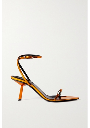 SAINT LAURENT - Kitty Mirrored-leather Sandals - Orange - EU 37,EU 38,EU 38.5,EU 39,EU 40,EU 41,EU 42