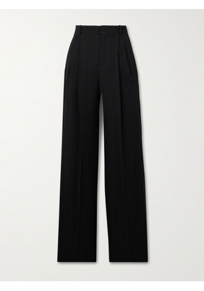 SAINT LAURENT - Pleated Pinstriped Wool-blend Wide-leg Pants - Black - FR34,FR36,FR38,FR40,FR42