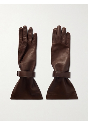 SAINT LAURENT - Leather Gloves - Brown - 6.5,7.5