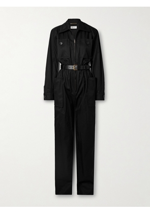 SAINT LAURENT - Belted Cotton-twill Jumpsuit - Black - FR34,FR36,FR38,FR40,FR42