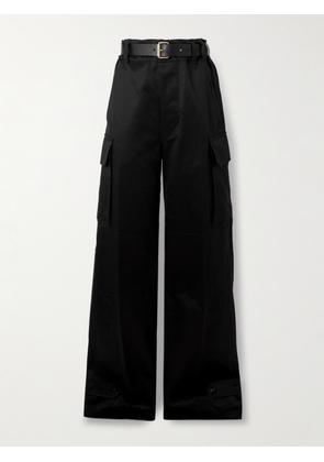 SAINT LAURENT - Belted Cotton-twill Pants - Black - FR34,FR36,FR38,FR40,FR42