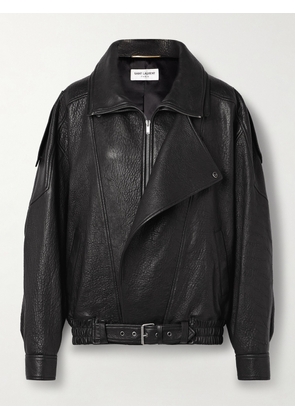 SAINT LAURENT - Oversized Textured-leather Jacket - Black - FR36,FR40