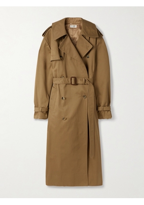 SAINT LAURENT - Oversized Belted Cotton-twill Trench Coat - Neutrals - FR36,FR40