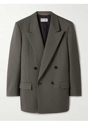 SAINT LAURENT - Double-breasted Wool-gabardine Blazer - Brown - FR36,FR38,FR40,FR42