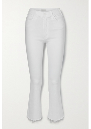 Mother - The Hustler Cropped Frayed High-rise Flared Jeans - White - 23,24,25,26,27,28,29,30,31,32