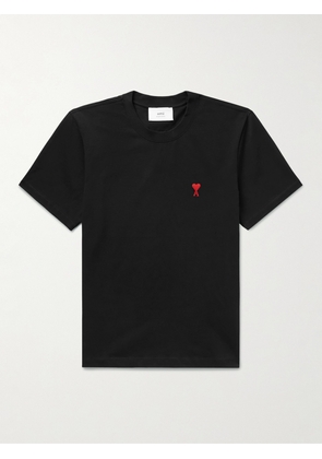 AMI PARIS - Logo-Embroidered Cotton-Jersey T-Shirt - Men - Black - XS
