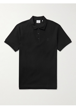 Burberry - Logo-Embroidered Cotton-Piqué Polo Shirt - Men - Black - XS