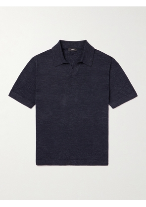 Theory - Brenan Linen-Blend Jersey Polo Shirt - Men - Blue - XS