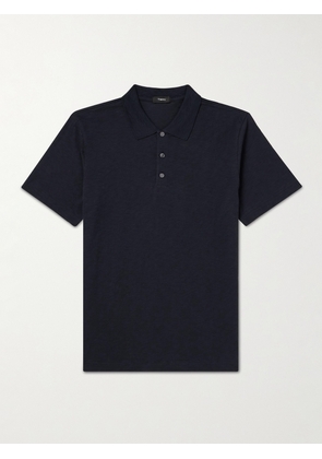 Theory - Bron Slub Cotton-Jersey Polo Shirt - Men - Blue - XS