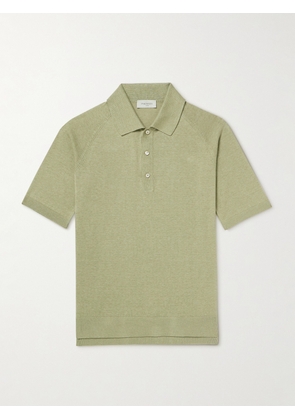 PIACENZA 1733 - Silk and Linen-Blend Polo Shirt - Men - Green - IT 46