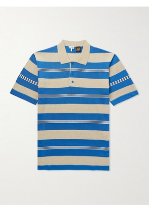 LOEWE - Paula's Ibiza Striped Silk, Linen and Cotton Polo Shirt - Men - Blue - S