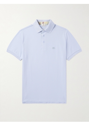 Etro - Logo-Embroidered Cotton-Piqué Polo Shirt - Men - Blue - S