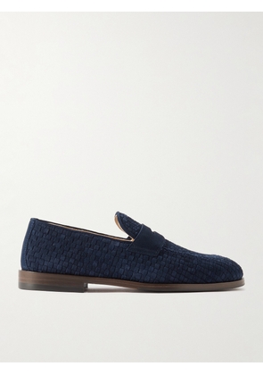 Brunello Cucinelli - Woven Suede Penny Loafers - Men - Blue - EU 41